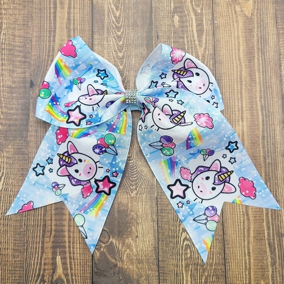 💕3/$15💕 Oversize Unicorn Rhinestone Hair Bow - Picture 2 of 3